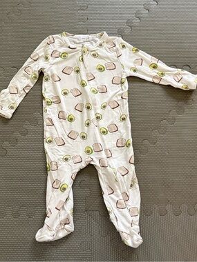 Angel Dear avocado toast onesie sleeper